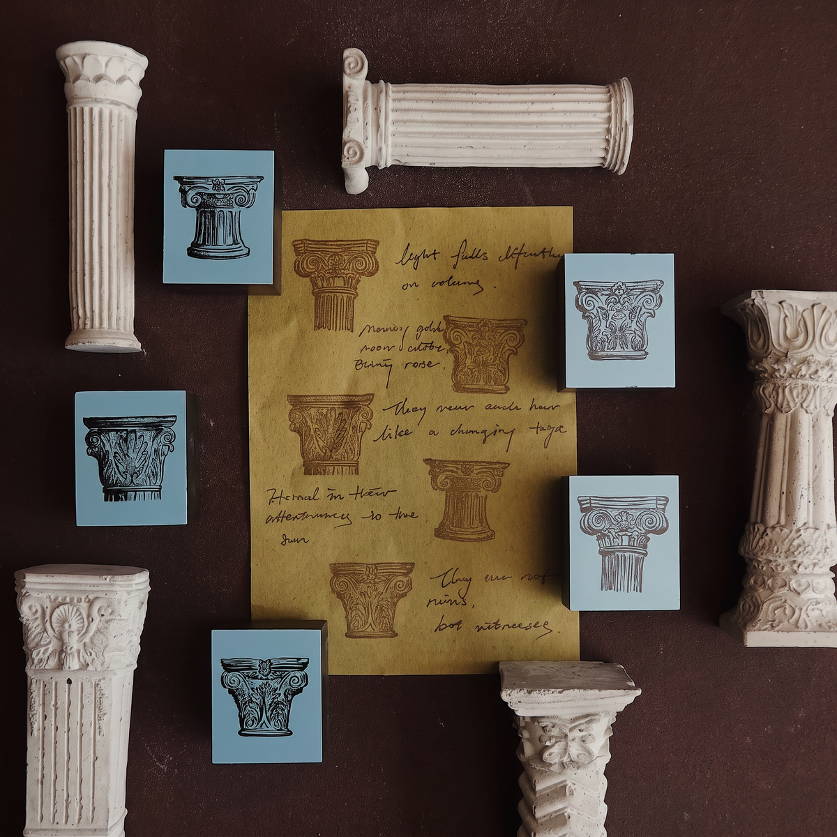 Roman Column Wooden Stamp Collection