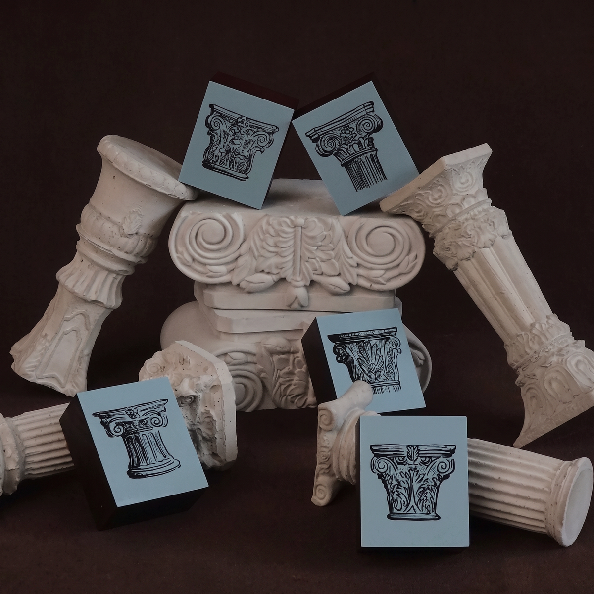 Roman Column Wooden Stamp Collection