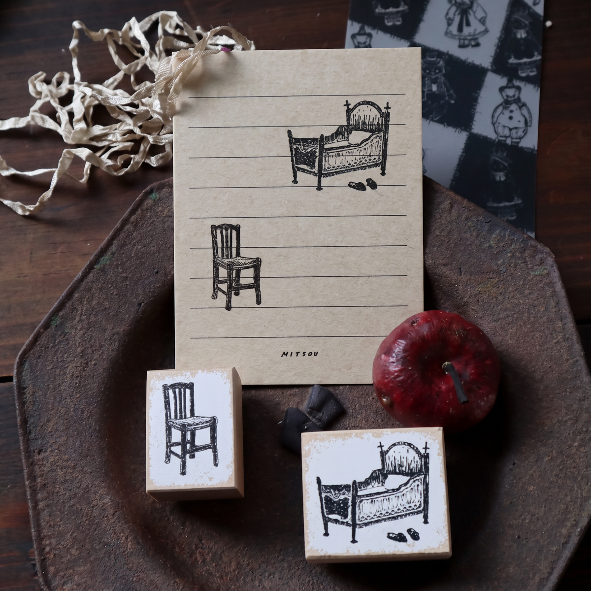 Antique Dollhouse Wooden Stamp Collection