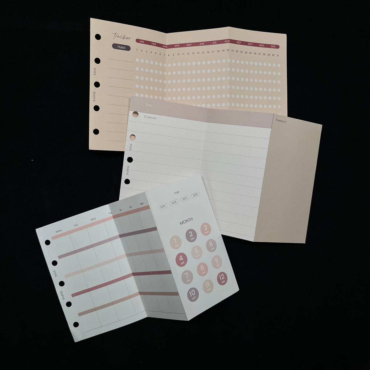 Tri-Fold Planner Inserts - Mini 5 / Mini 6 (Pocket) / Personal